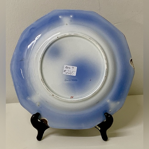 19th Century Gaudy Ironstone 10 Sided Flow Blue "Pearl White" Impressed Plate - Picture 5 of 13